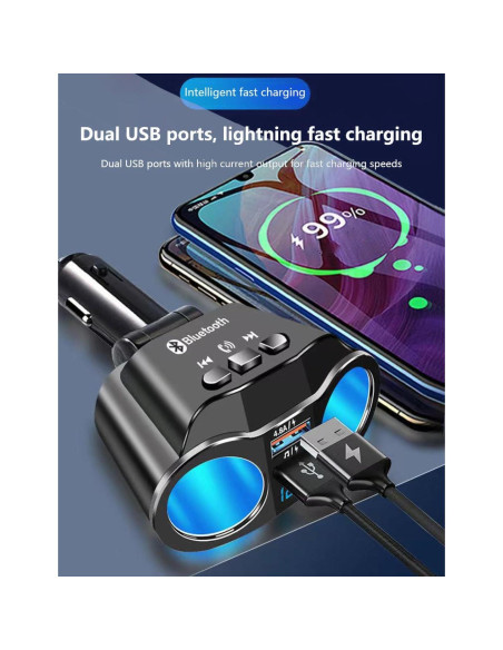 Adaptador de Encendedor de Cigarrillos Alanph 2 Salidas 4.8A