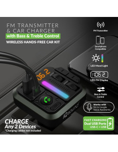 Transmisor FM Bluetooth IQ Sound IQ-311BT Cargador de Coche 2