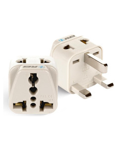 Adaptador de viaje OREI Tipo G - 2 en 1 - Paquete de 2 - Blanco