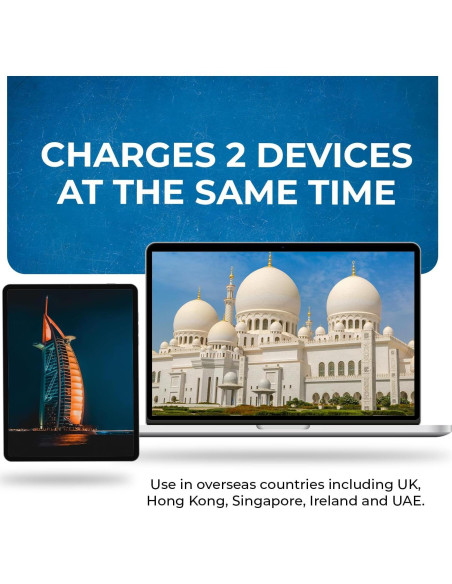 Adaptador de viaje OREI Tipo G - 2 en 1 - Paquete de 2 - Blanco