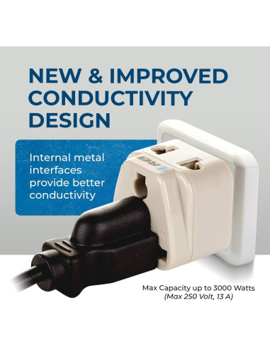 Adaptador de viaje OREI Tipo G - 2 en 1 - Paquete de 2 - Blanco