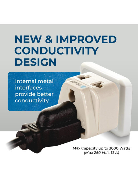 Adaptador de viaje OREI Tipo G - 2 en 1 - Paquete de 2 - Blanco