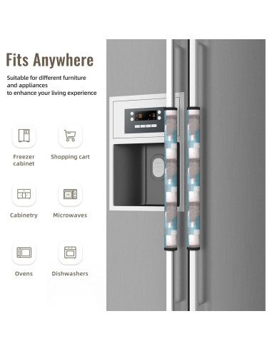 Cubiertas para Manijas de Refrigerador Bueutvel Azul Abstracto - Juego de 4