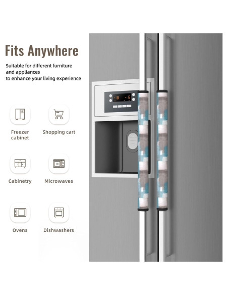 Cubiertas para Manijas de Refrigerador Bueutvel Azul Abstracto - Juego de 4