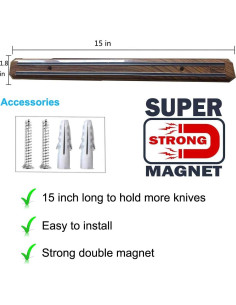Soporte Magnético para Cuchillos HILLHOME 38 cm Organizador 2