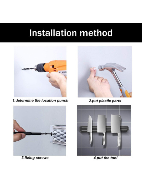 Soporte Magnético para Cuchillos HILLHOME 38 cm Organizador