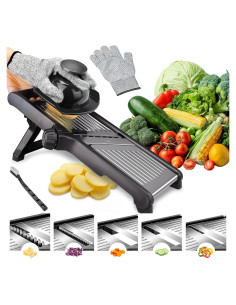 Cortador de Mandolina NIOSAVM de Acero Inoxidable con Guantes