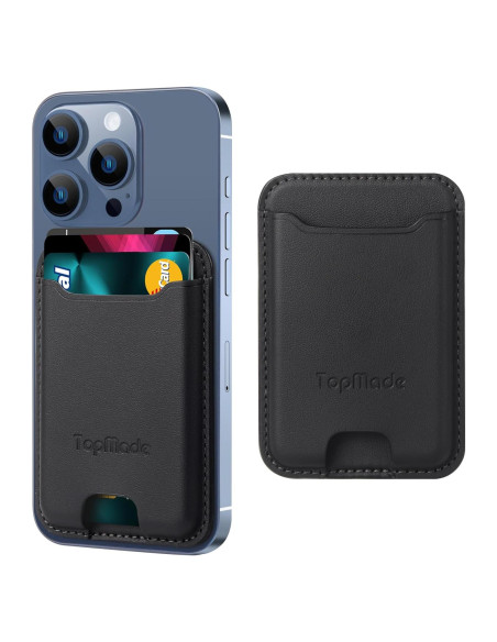Soporte para Tarjetas TopMade Negro, Cuero Premium, RFID, 4 Tarjetas