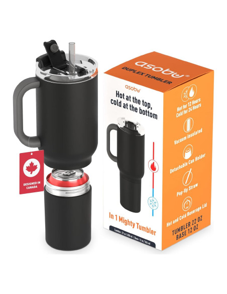 Taza de Viaje 2-en-1 ASOBU DUPLEX 650 ml Negro