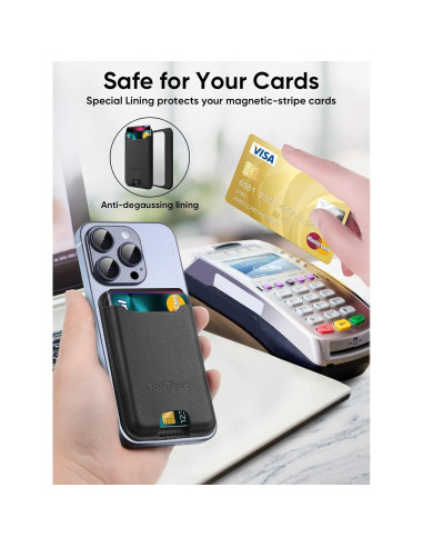 Soporte para Tarjetas TopMade Negro, Cuero Premium, RFID, 4 Tarjetas