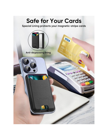 Soporte para Tarjetas TopMade Negro, Cuero Premium, RFID, 4 Tarjetas