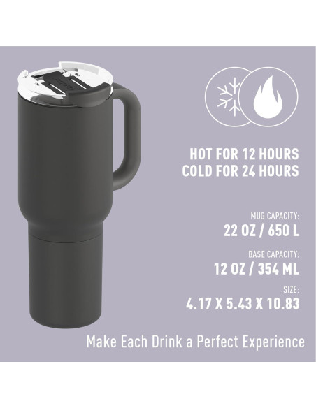 Taza de Viaje 2-en-1 ASOBU DUPLEX 650 ml Negro