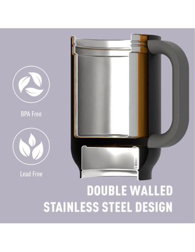 Taza de Viaje 2-en-1 ASOBU DUPLEX 650 ml Negro