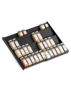 Organizador de Cajones de Especias SpaceAid de Bambú Negro 4 Niveles