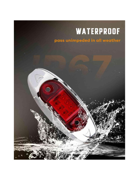 Luz Marcadora LED Roja cciyu 2.5" Bisel Cromado Impermeable