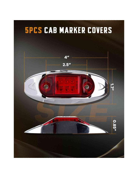 Luz Marcadora LED Roja cciyu 2.5" Bisel Cromado Impermeable