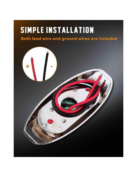 Luz Marcadora LED Roja cciyu 2.5" Bisel Cromado Impermeable