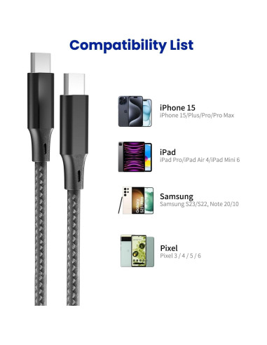 Cable de Carga Rápida USB C 5M SCRUAK para iPhone 15/16