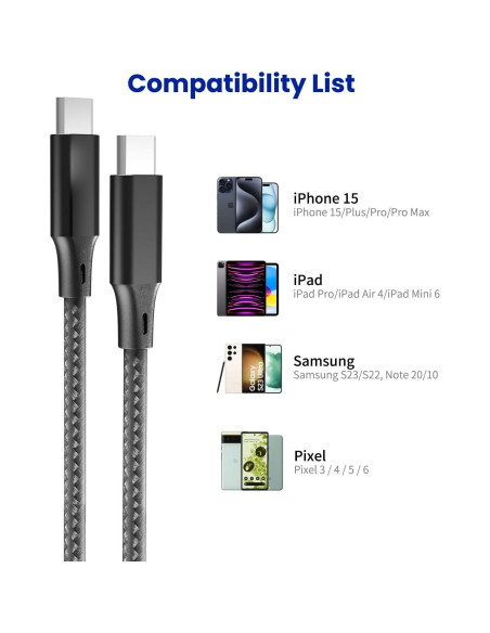 Cable de Carga Rápida USB C 5M SCRUAK para iPhone 15/16