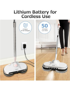 Mopa Eléctrica Inalámbrica AlfaBot WS-24 con Pulverizador y LED 2