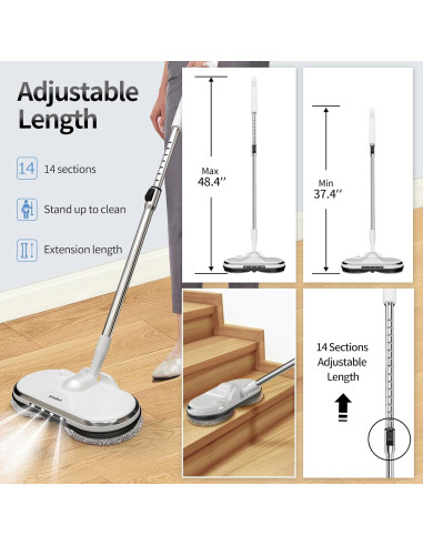 Mopa Eléctrica Inalámbrica AlfaBot WS-24 con Pulverizador y LED
