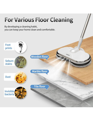 Mopa Eléctrica Inalámbrica AlfaBot WS-24 con Pulverizador y LED