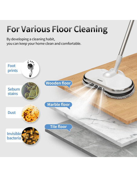 Mopa Eléctrica Inalámbrica AlfaBot WS-24 con Pulverizador y LED