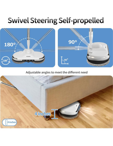 Mopa Eléctrica Inalámbrica AlfaBot WS-24 con Pulverizador y LED