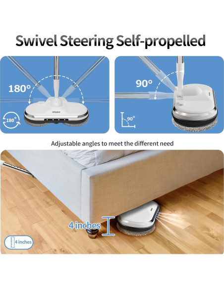 Mopa Eléctrica Inalámbrica AlfaBot WS-24 con Pulverizador y LED