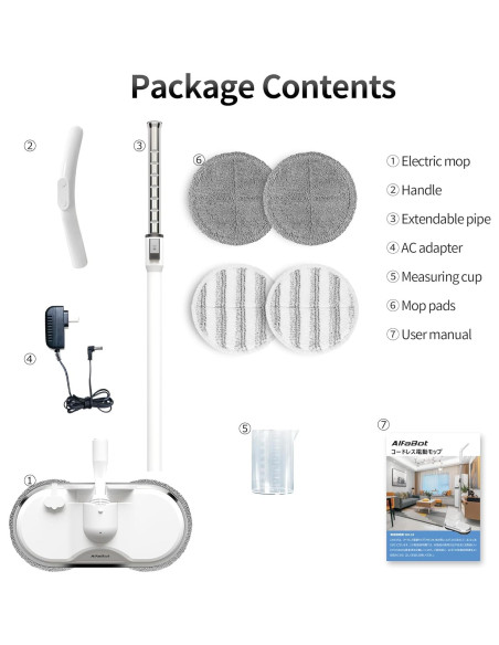 Mopa Eléctrica Inalámbrica AlfaBot WS-24 con Pulverizador y LED