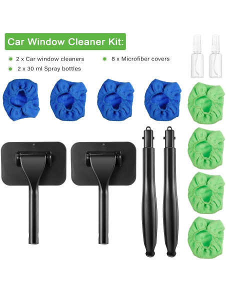 Juego de limpieza de parabrisas Frienda con 2 botellas y paños