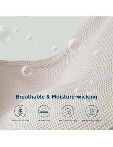 Manta Tejida Waffle Bedsure 100% Algodón Queen Beige 90x90cm