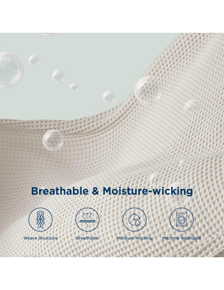 Manta Tejida Waffle Bedsure 100% Algodón Queen Beige 90x90cm