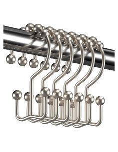 Ganchos de Cortina de Ducha Titanker, Metal Niquelado, Juego de 12
