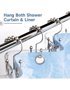 Ganchos de Cortina de Ducha Titanker, Metal Niquelado, Juego de 12 2