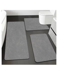 Juego de Alfombrillas de Baño YIHOUSE 3 Piezas Gris Oscuro
