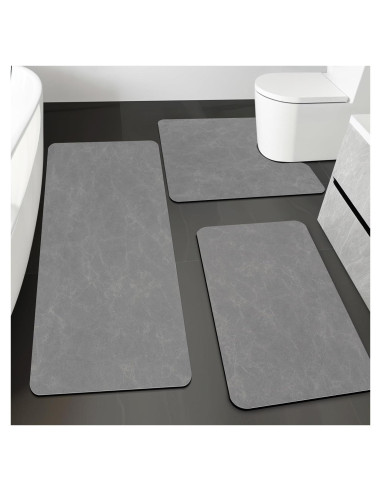 Juego de Alfombrillas de Baño YIHOUSE 3 Piezas Gris Oscuro