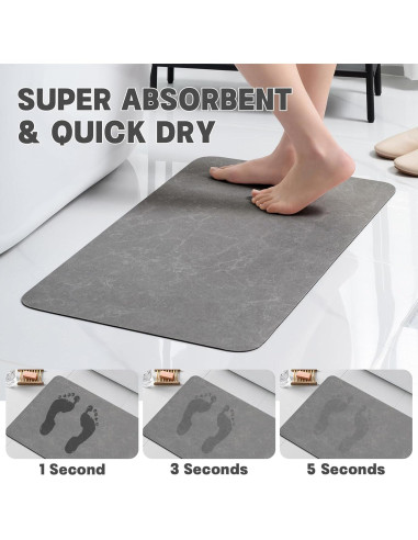 Juego de Alfombrillas de Baño YIHOUSE 3 Piezas Gris Oscuro