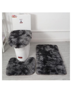 Conjunto de Alfombrillas de Baño 3 Piezas XIGUI Gris Oscuro