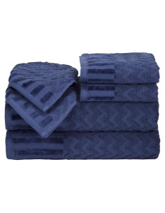Juego de Toallas de Baño de Lujo Lavish Home 6 Piezas Algodón Marino