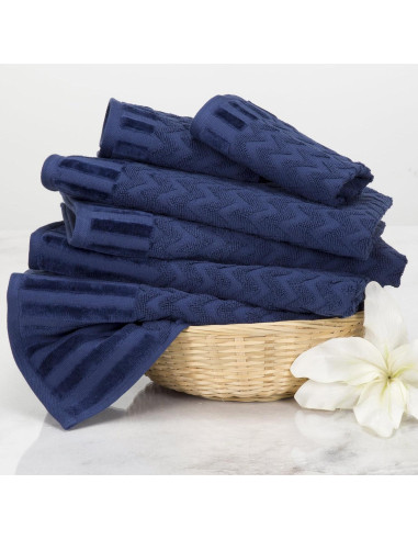 Juego de Toallas de Baño de Lujo Lavish Home 6 Piezas Algodón Marino