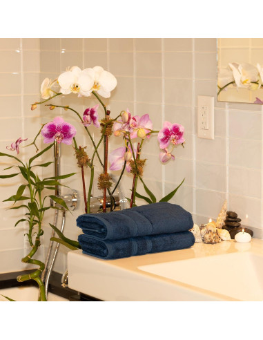 Juego de 2 Toallas de Mano Mosobam 40x76 cm Azul Marino 700 GSM