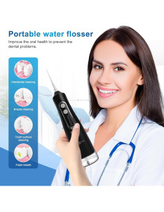 Irrigador bucal inalámbrico JNGOODS 310ml IPX7 4 modos negro 2