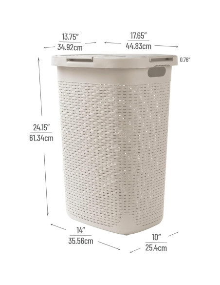 Cesto de Ropa Slim Mind Reader 60L con Tapa Marfil