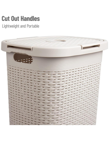 Cesto de Ropa Slim Mind Reader 60L con Tapa Marfil