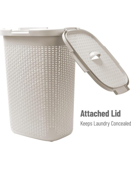 Cesto de Ropa Slim Mind Reader 60L con Tapa Marfil