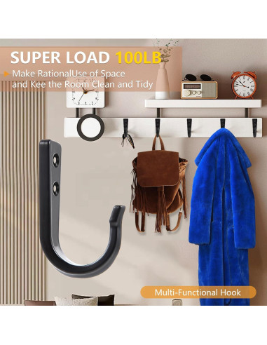 Ganchos de Pared WODEGIFT 5 Pcs Alta Resistencia Negro