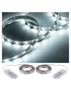 Luces de tira LED a pilas JUNWEN 1m blancas para decoración