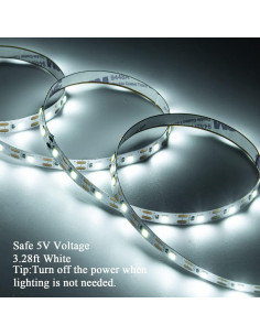 Luces de tira LED a pilas JUNWEN 1m blancas para decoración 2
