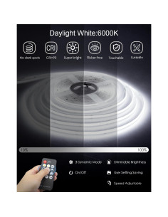 Tira LED COB 10m ALITOVE 24V Blanca Diurna 6500K Control Remoto 2